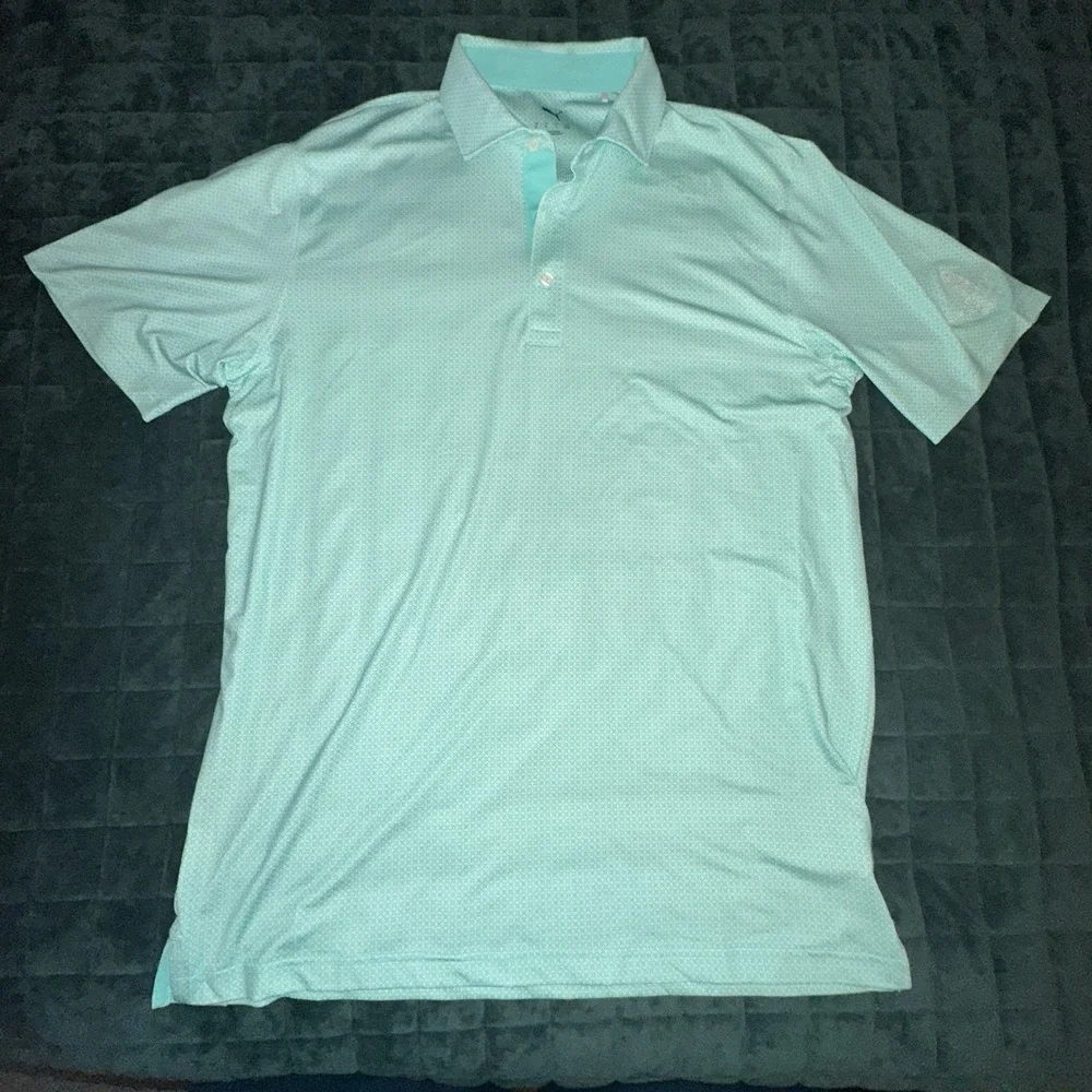 Puma Mens Short Sleeve Polo Shirt Medium (M) Teal Golf Prep
